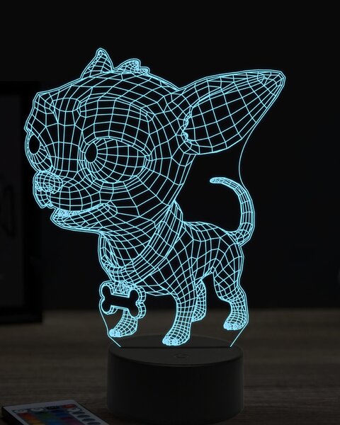 Beling 3D lampa, vtipná čivava,7 farebná OR15