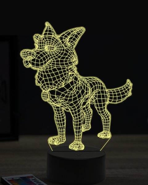 Beling 3D lampa, vtipný nemecký ovčiak ,7 farebná OR18
