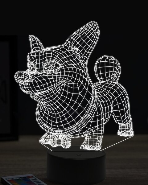 Beling 3D lampa, vtipný korgi,7 farebná OR16