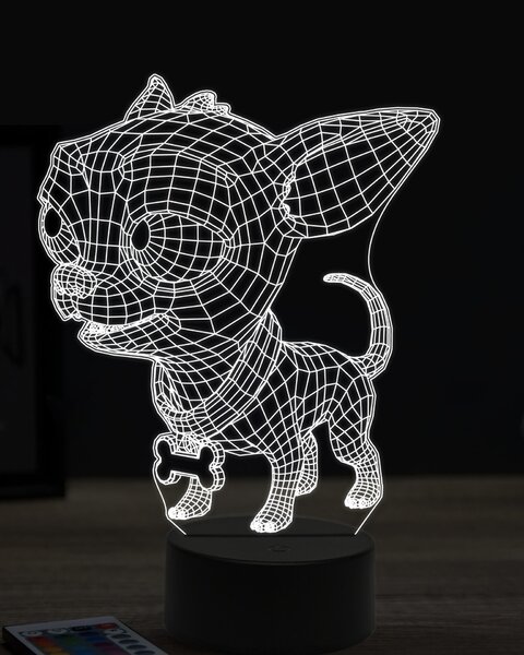 Beling 3D lampa, vtipná čivava,7 farebná OR15