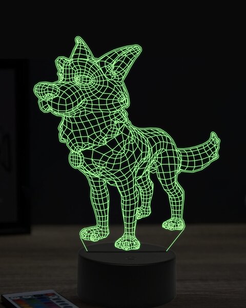Beling 3D lampa, vtipný nemecký ovčiak ,7 farebná OR18