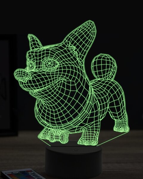 Beling 3D lampa, vtipný korgi,7 farebná OR16