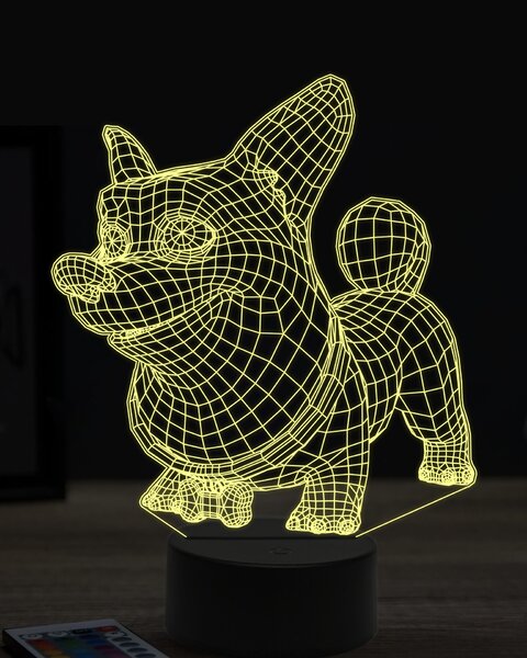 Beling 3D lampa, vtipný korgi,7 farebná OR16