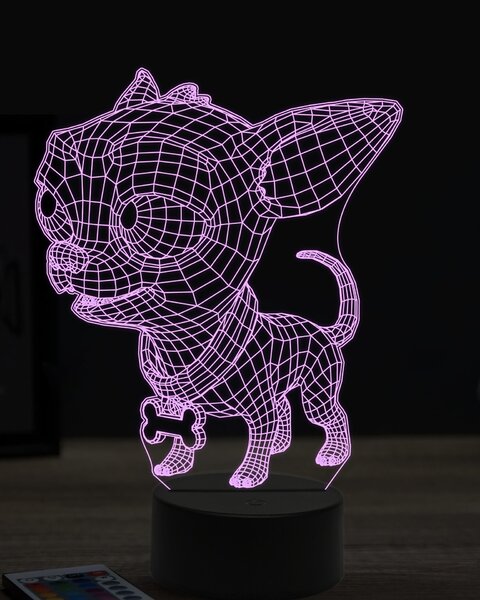 Beling 3D lampa, vtipná čivava,7 farebná OR15