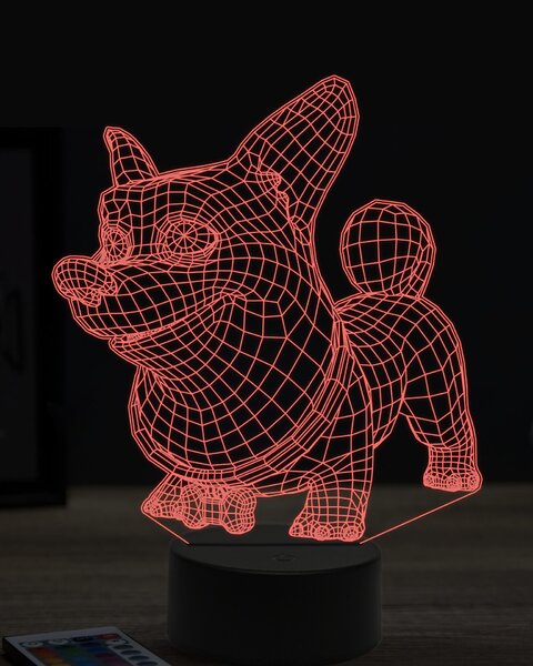 Beling 3D lampa, vtipný korgi,7 farebná OR16