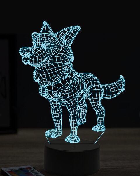 Beling 3D lampa, vtipný nemecký ovčiak ,7 farebná OR18