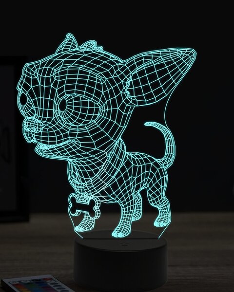 Beling 3D lampa, vtipná čivava,7 farebná OR15