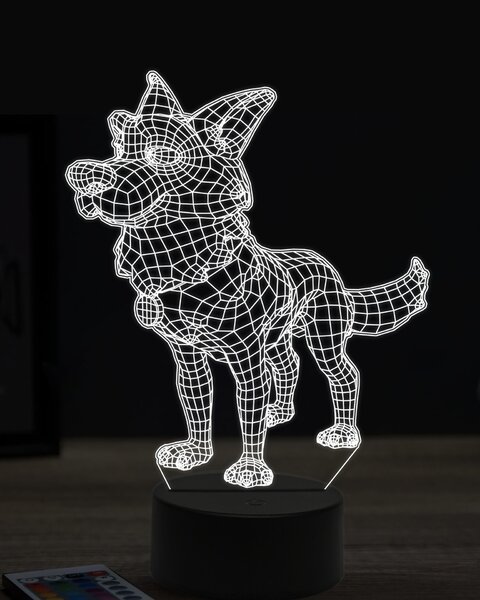 Beling 3D lampa, vtipný nemecký ovčiak ,7 farebná OR18