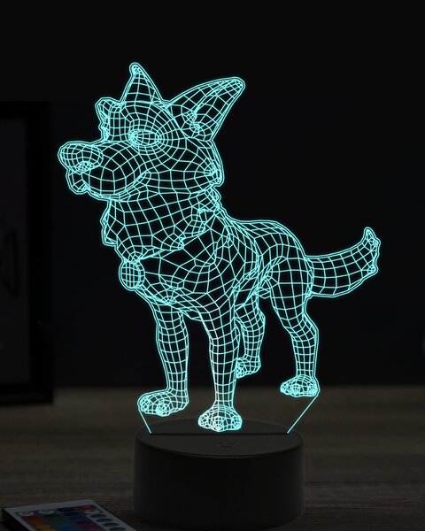 Beling 3D lampa, vtipný nemecký ovčiak ,7 farebná OR18