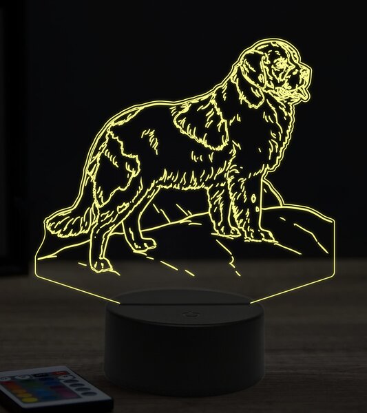 Beling 3D lampa, Novofunlandský pes, 7 farebná OR23