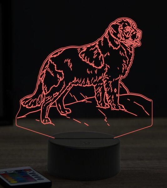 Beling 3D lampa, Novofunlandský pes, 7 farebná OR23