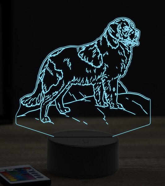 Beling 3D lampa, Novofunlandský pes, 7 farebná OR23