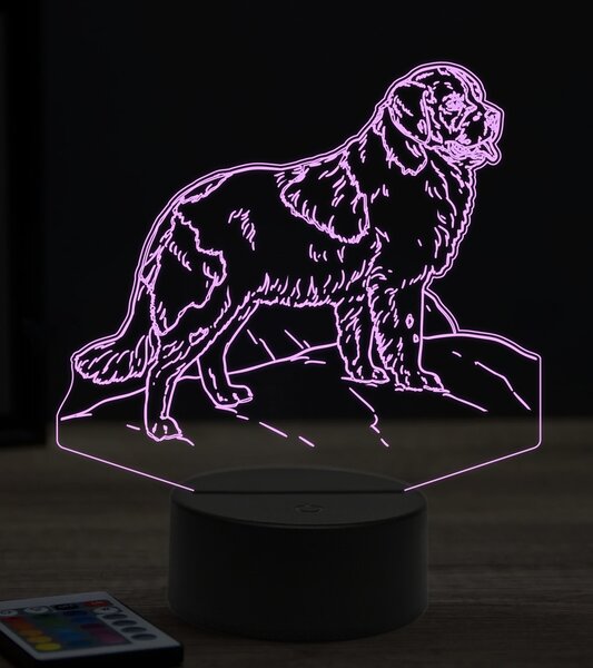Beling 3D lampa, Novofunlandský pes, 7 farebná OR23