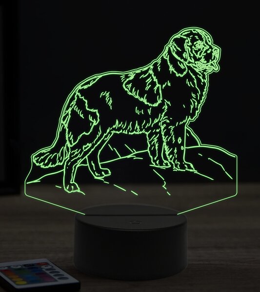 Beling 3D lampa, Novofunlandský pes, 7 farebná OR23