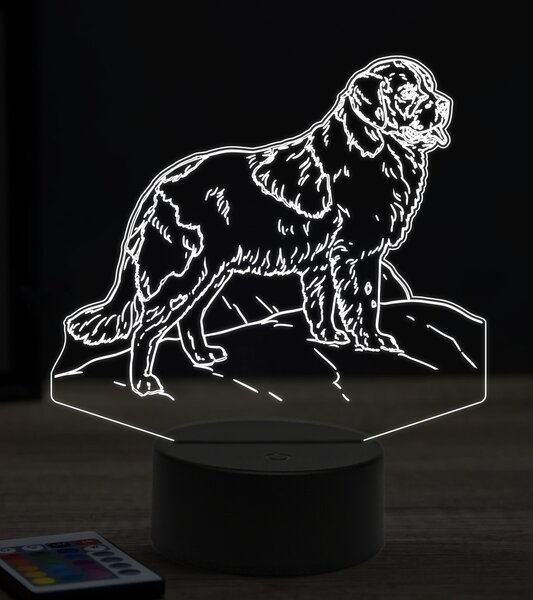 Beling 3D lampa, Novofunlandský pes, 7 farebná OR23