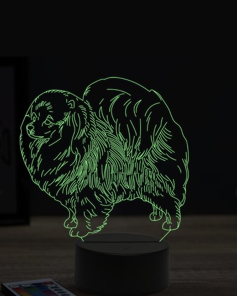Beling 3D lampa, Pomerianský špic, 7 farebná OR28