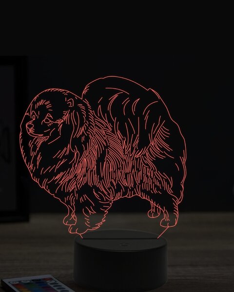 Beling 3D lampa, Pomerianský špic, 7 farebná OR28
