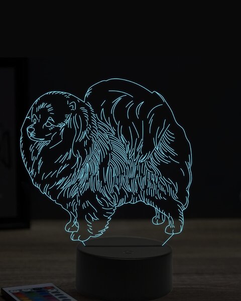 Beling 3D lampa, Pomerianský špic, 7 farebná OR28