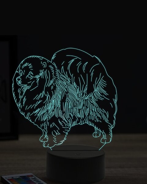Beling 3D lampa, Pomerianský špic, 7 farebná OR28