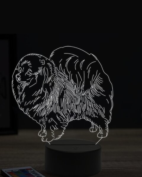Beling 3D lampa, Pomerianský špic, 7 farebná OR28