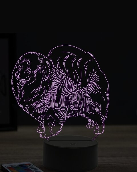 Beling 3D lampa, Pomerianský špic, 7 farebná OR28