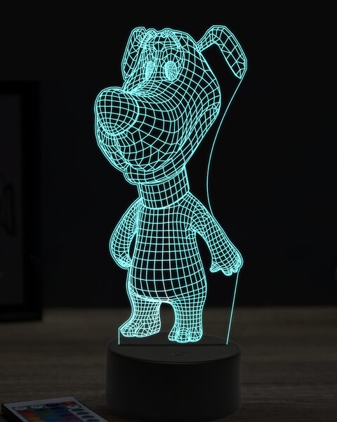 Beling 3D lampa, stojaci kreslený pes, 7 farebná OR32