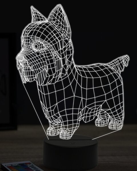 Beling 3D lampa, Jorkšírsky teriér 2, 7 farebná OR35