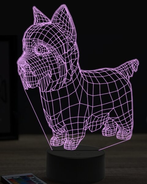 Beling 3D lampa, Jorkšírsky teriér 2, 7 farebná OR35