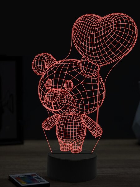 Beling 3D lampa,toon pes zo srdcom, 7 farebná OR33