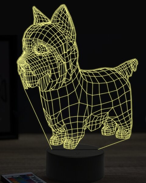 Beling 3D lampa, Jorkšírsky teriér 2, 7 farebná OR35