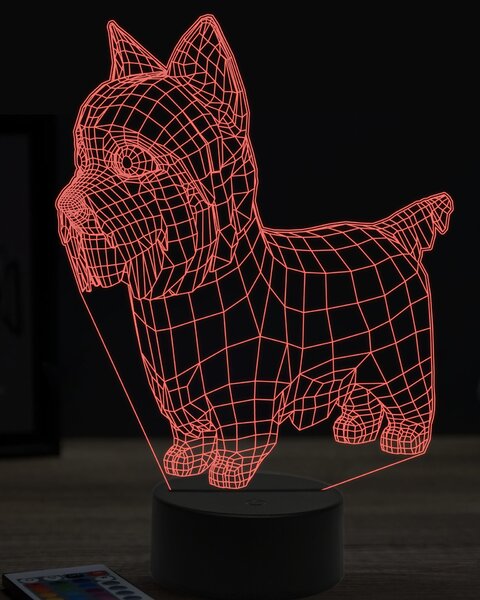 Beling 3D lampa, Jorkšírsky teriér 2, 7 farebná OR35