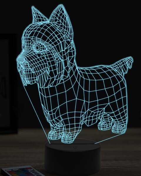Beling 3D lampa, Jorkšírsky teriér 2, 7 farebná OR35