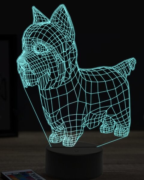 Beling 3D lampa, Jorkšírsky teriér 2, 7 farebná OR35