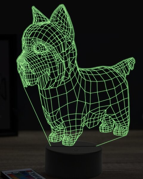 Beling 3D lampa, Jorkšírsky teriér 2, 7 farebná OR35