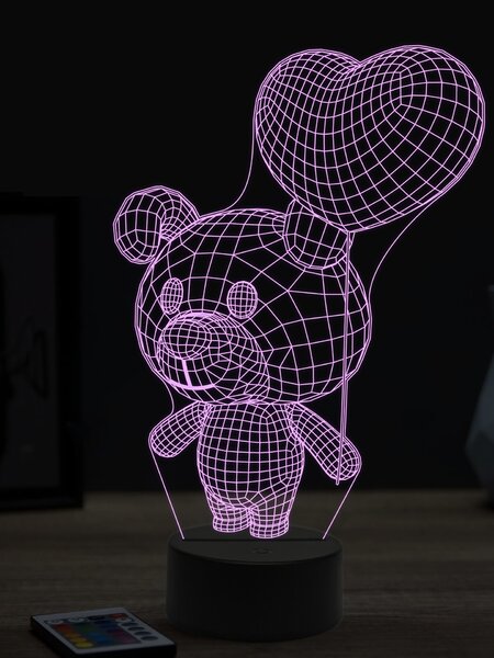 Beling 3D lampa,toon pes zo srdcom, 7 farebná OR33