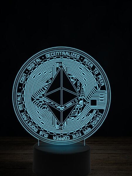 Beling 3D lampa,Ethereum, 7 farebná JRV2