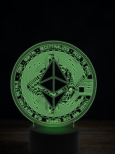 Beling 3D lampa,Ethereum, 7 farebná JRV2