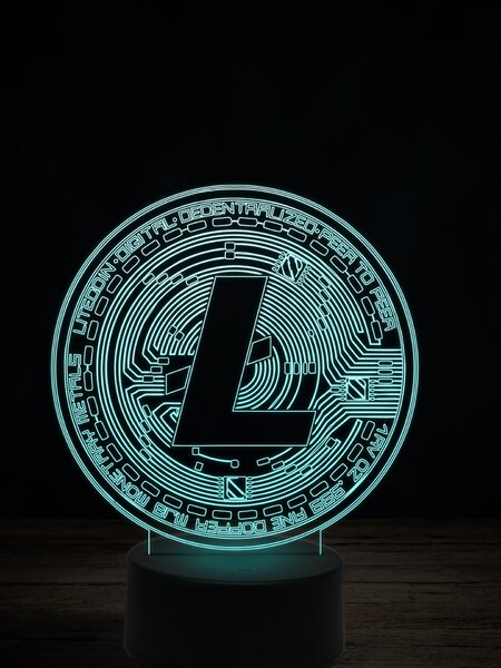 Beling 3D lampa,Litecoin, 7 farebná JRV1
