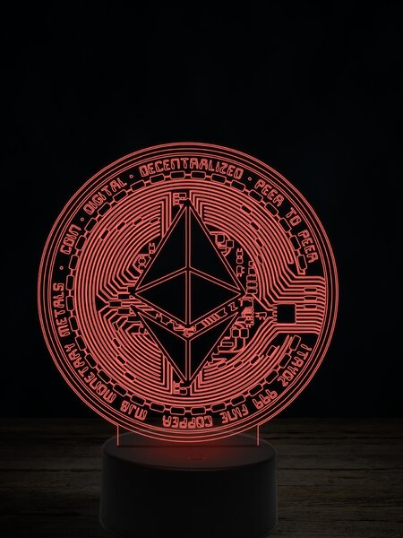 Beling 3D lampa,Ethereum, 7 farebná JRV2