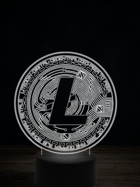 Beling 3D lampa,Litecoin, 7 farebná JRV1