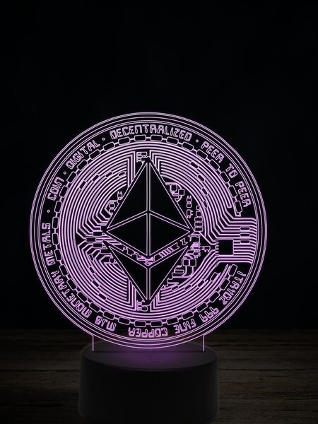 Beling 3D lampa,Ethereum, 7 farebná JRV2
