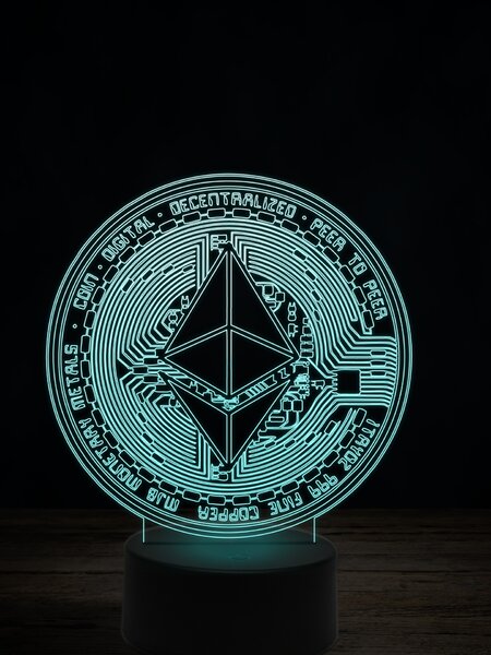 Beling 3D lampa,Ethereum, 7 farebná JRV2