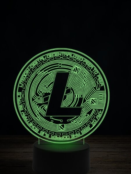 Beling 3D lampa,Litecoin, 7 farebná JRV1