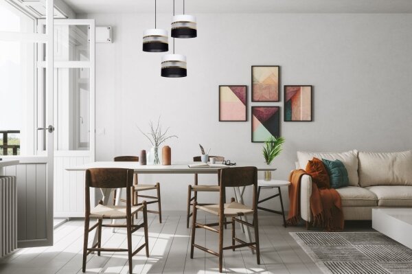 Luster na lanku CORAL 3xE27/60W/230V čiernobiela
