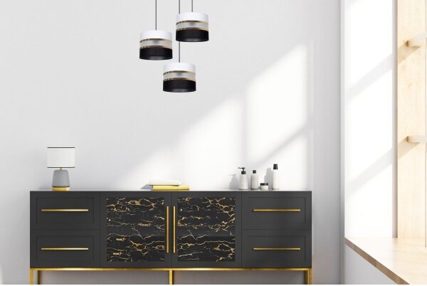 Luster na lanku CORAL 3xE27/60W/230V čiernobiela