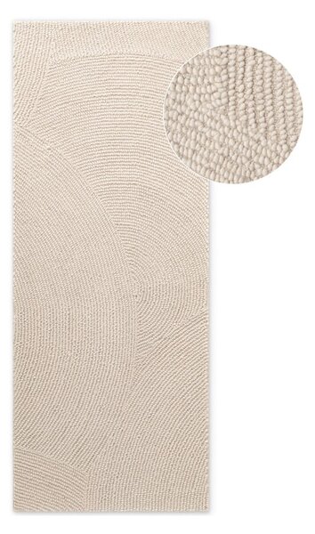 Ručne tkaný vlnený behúň v svetlo prírodnej farbe 80x200 cm Calmio – Hanse Home