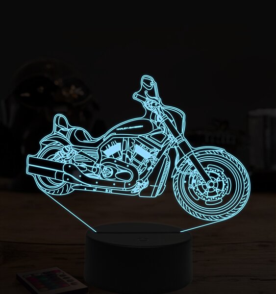 Beling 3D lampa, harley davidson night road, 7 farebná ZZ40