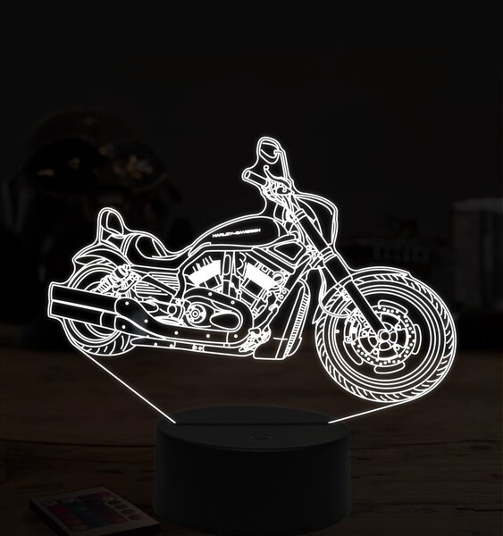 Beling 3D lampa, harley davidson night road, 7 farebná ZZ40