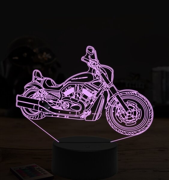 Beling 3D lampa, harley davidson night road, 7 farebná ZZ40