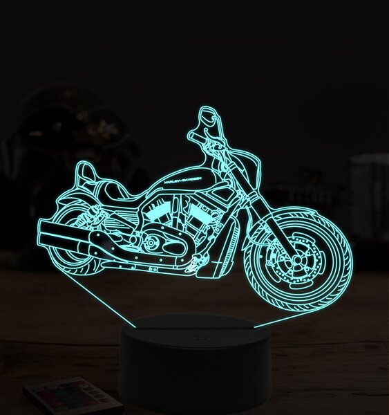 Beling 3D lampa, harley davidson night road, 7 farebná ZZ40